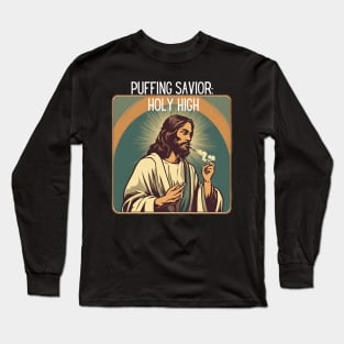 Jesus Meme - Puffing Savior: Holy High Long Sleeve T-Shirt